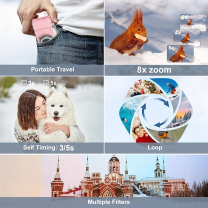 Digital Camera 1080P Model LK007 with 2.4-Inch Flip Screen, 32GB Card, Rechargeable Battery and Three Colors