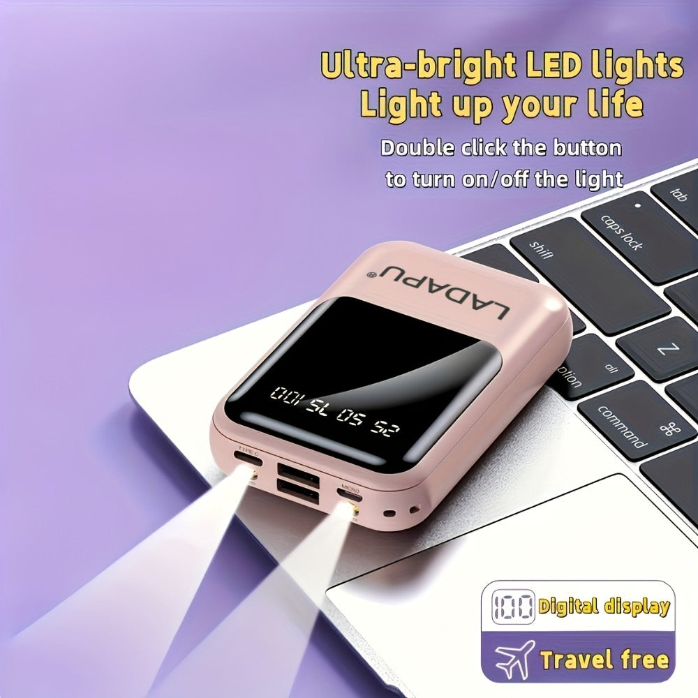 10000mAh Mini Power Bank 22.5W Super Fast Charging with 4 Built-In Cables – LED Display Cute Compact Portable Charger for iPhone Samsung Android Travel Outdoor Emergency Battery Pack