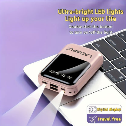 10000mAh Mini Power Bank 22.5W Super Fast Charging with 4 Built-In Cables – LED Display Cute Compact Portable Charger for iPhone Samsung Android Travel Outdoor Emergency Battery Pack