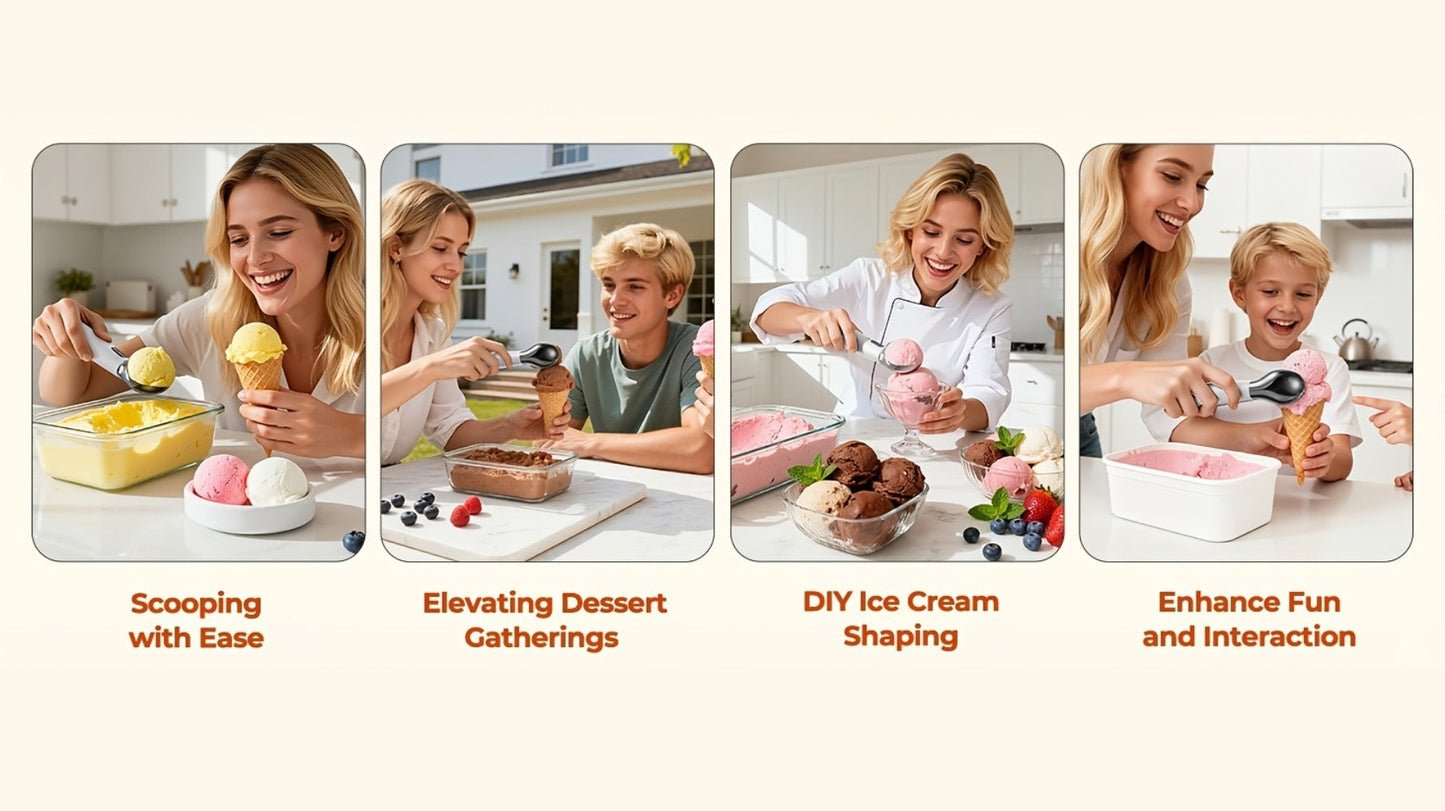 Electric Heated Ice Cream Scoop USB-C Rechargeable with 3 Temperature Settings 120°F 140°F 160°F IPX7 Waterproof Ergonomic Handle Gift for Ice Cream Lovers