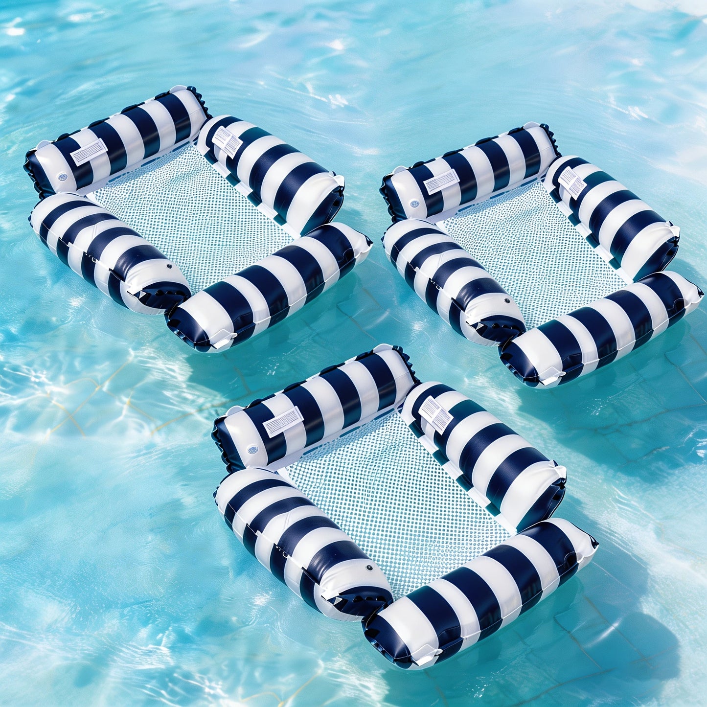 Striped Mesh Pool Float Chair Set, 110cm Size in Blue, Dark Blue, Pink or Mixed Two- and Three-Piece Options