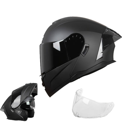 Modular Motorcycle Helmet Flip-Up Full Face – Dual Visor (Clear + Sun Visor), DOT-Style Flip Up Helmet for Men & Women, Lightweight Motorbike Helmet M/L/XL