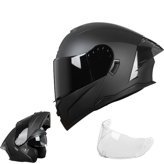 Modular Motorcycle Helmet Flip-Up Full Face – Dual Visor (Clear + Sun Visor), DOT-Style Flip Up Helmet for Men & Women, Lightweight Motorbike Helmet M/L/XL