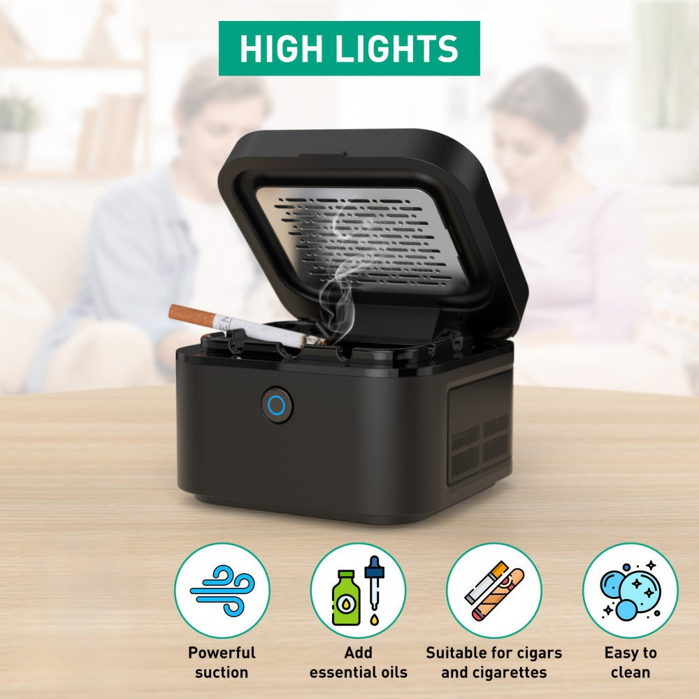 Smokeless Ashtray with HEPA Filter – USB Rechargeable Indoor Ashtray for Home Office Car, 4 Filters Included, Gifts for Him Her