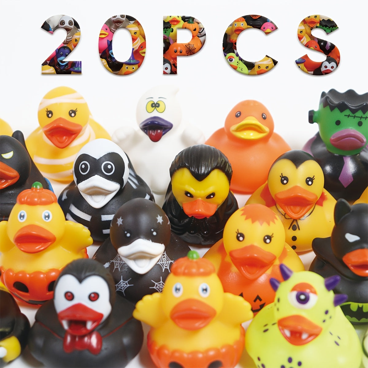 Halloween Novelty Duck Assortments in 20-Piece or 100-Piece Checkout Packs with Mixed Character Designs