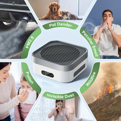 HEPA Air Purifier for Home Bedroom Up to 700 Sq Ft with True HEPA Filter 3-Stage Filtration Quiet Sleep Mode USB-C Charging Smart Touch Control for Pets Dust Pollen Smoke Odor Desk Car Travel