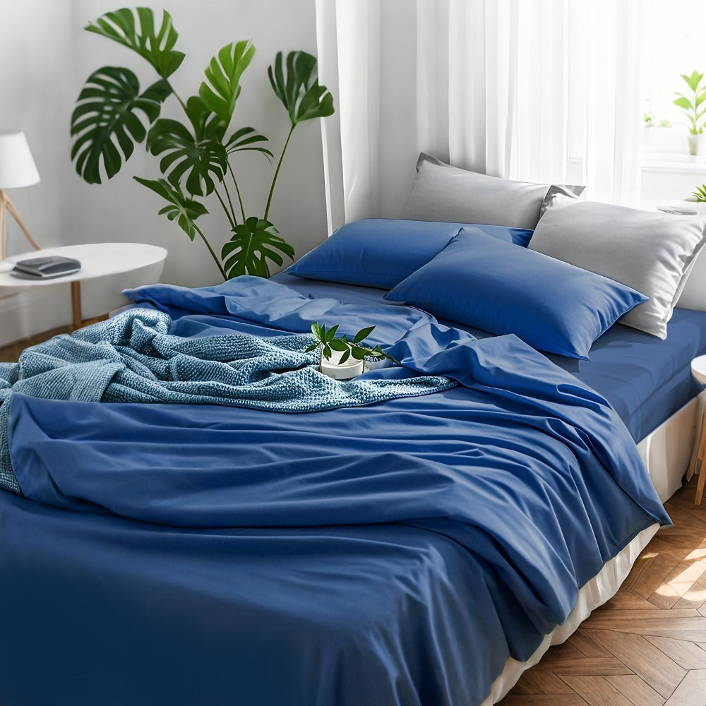 Fitted Sheet Set Deep Pocket | Soft Cooling Breathable Bedding 3-4pcs Fade-Resistant All-Season for Twin Full Queen King – Solid Color Bed Sheets for Dorm Guest Room Everyday Use