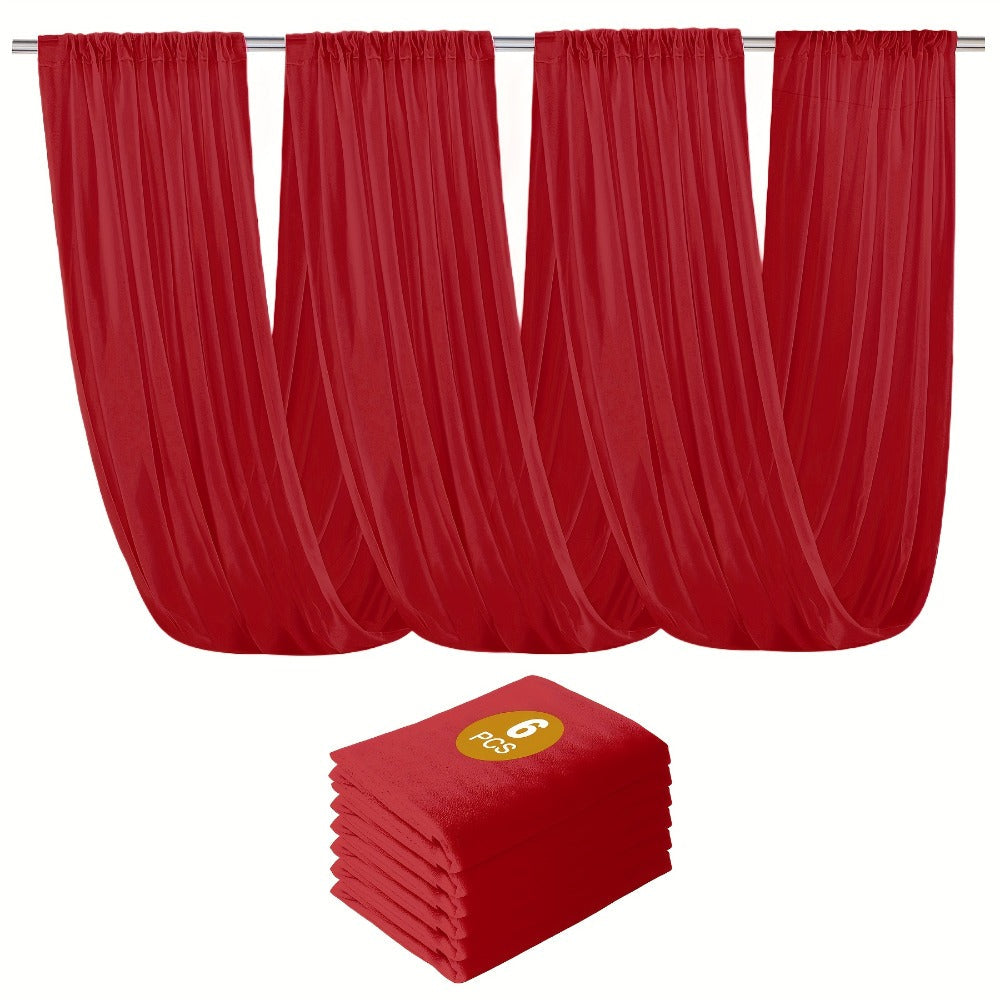 Six-Pack 63-by-118-Inch Sheer Chiffon Wedding Drape Curtains in 12 Source-Labeled Color Options