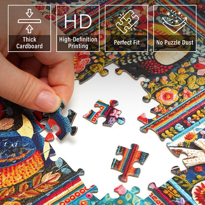 1000-Piece Bird Crochet Jigsaw Puzzle for Adults with Lettered Backs and Full-Color Reference Poster