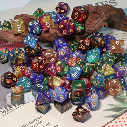 standard tabletop Polyhedral Dice Set 84pcs – Starry Night Glitter Dice with Pouch & Tray for standard tabletop RPG standard tabletop
