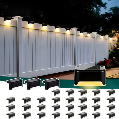 Solar Powered LED Deck Lights – Auto On/Off Outdoor Step Lights for Stairs, Fence, Pathway & Patio, 12-Hour Continuous Lighting, Weatherproof Solar Stair Lights for Garden, Yard & Commercial Use