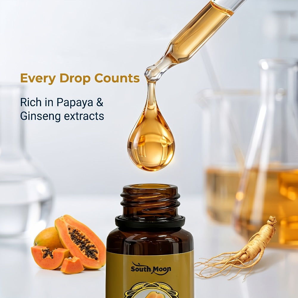 Papaya and Ginseng Body Oil Blend in a Compact 30ml Amber Dropper Bottle with Presentation Box