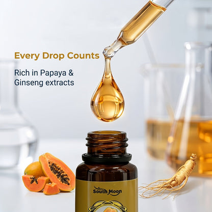 Papaya and Ginseng Body Oil Blend in a Compact 30ml Amber Dropper Bottle with Presentation Box