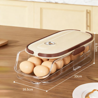 Egg Rack Kitchen Organizer Double-Row Auto-Rolling Dispenser with One, Two or Three Layer Options