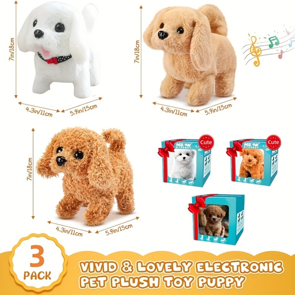 Electric Robot Dog Toy That Walks, Barks & Wags Tail – Realistic Cute Pet Toy for Kids, Birthday & Holiday Gift for Boys & Girls, Brown / White / Teddy