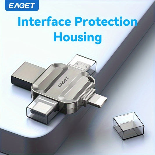 iPhone Flash Drive 4-in-1 USB Stick EAGET I50 Lightning USB-C Micro USB USB 3.0 Photo Stick for iPhone iPad Android PC Mac – 32GB 64GB 128GB 256GB Storage Expansion Memory Stick