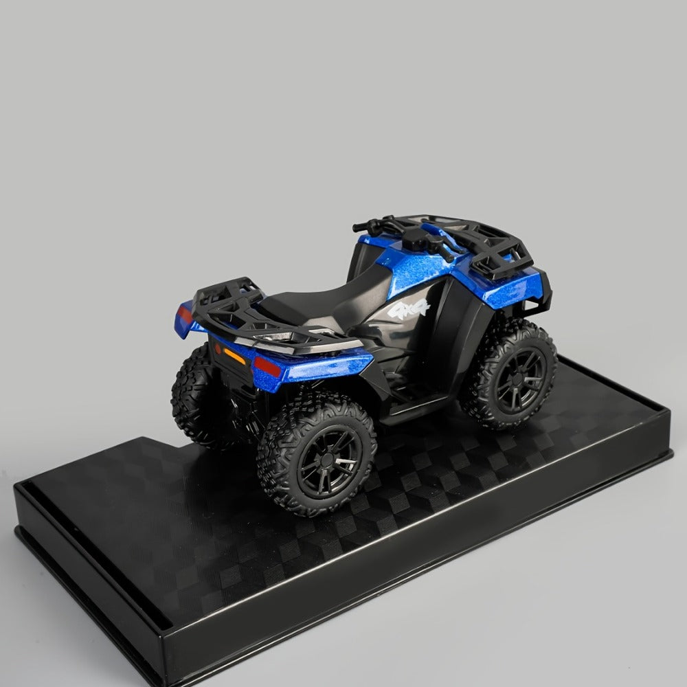 Zinc Alloy ATV Display Model in Red or Blue, 3.8 Inches Long with Plastic Chassis and Rubber Tires