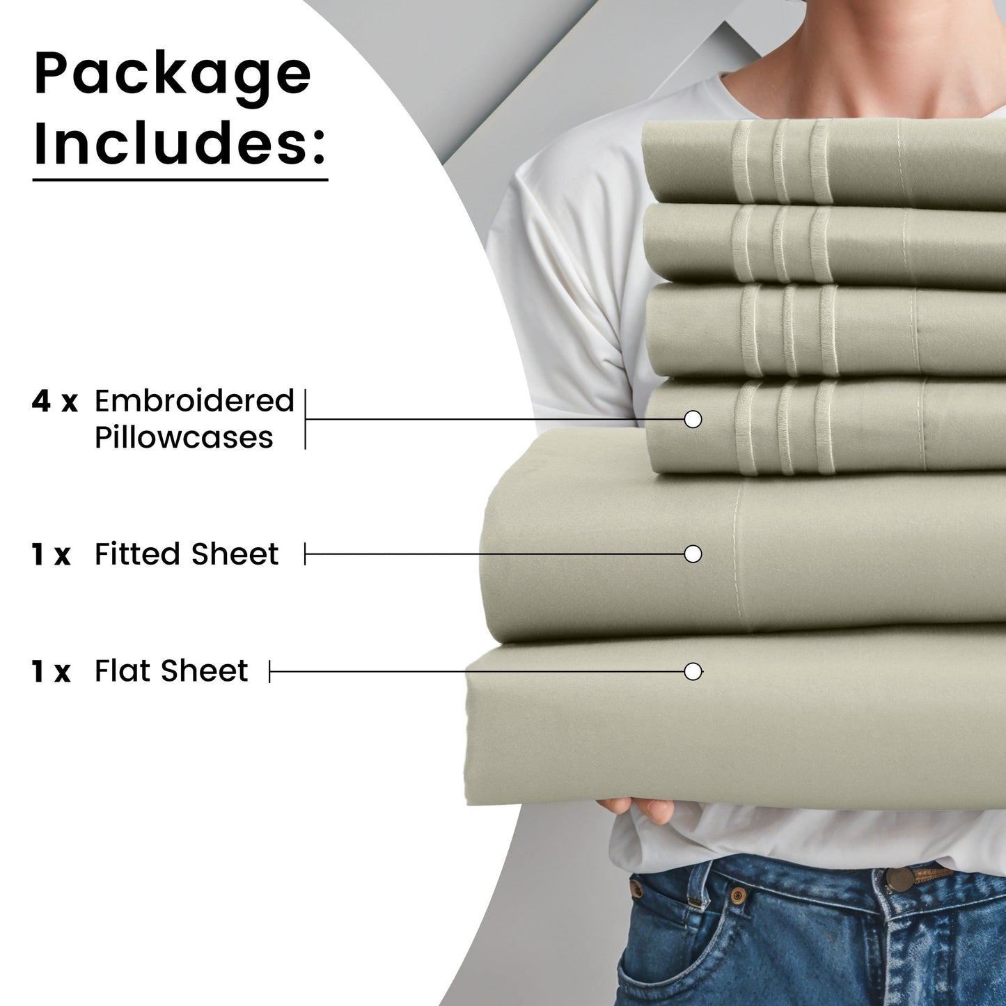 Sheet Set, Six-Piece Brushed Polyester Bedding with 16-Inch Fitted Pocket, Four Pillowcases and Twenty Colors