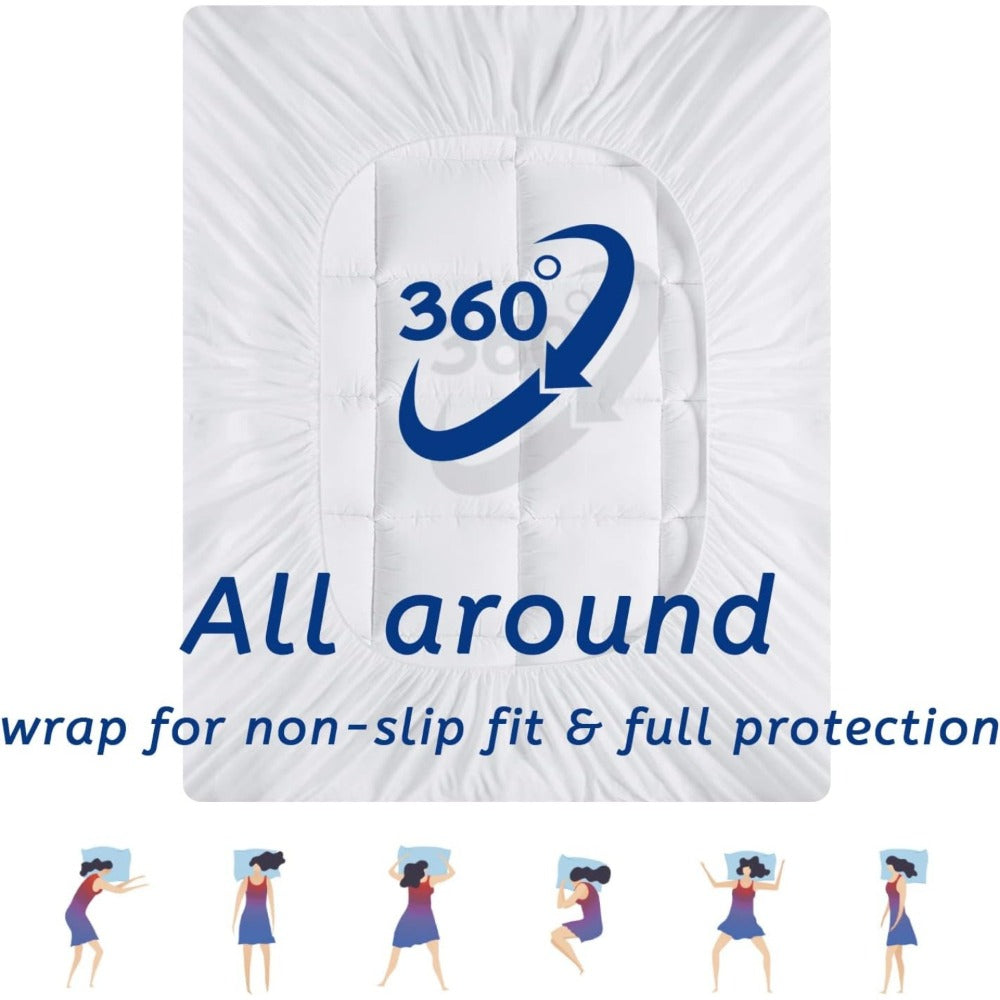 Mattress Topper Plush Down-Alternative Pillow Top with Deep-Pocket Skirt and Six Bed Sizes
