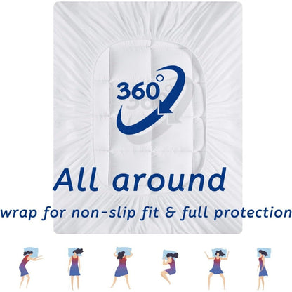 Mattress Topper Plush Down-Alternative Pillow Top with Deep-Pocket Skirt and Six Bed Sizes