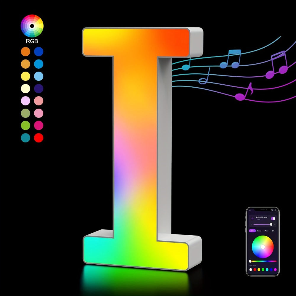 RGB LED Letter and Number Light with 38 Checkout Shapes, USB Power, App Control and Music Sync