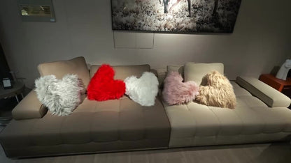 Heart-Shaped Plush Decorative Pillow Cover in Red or Pink with 16.93- and 17.72-Inch Size Options