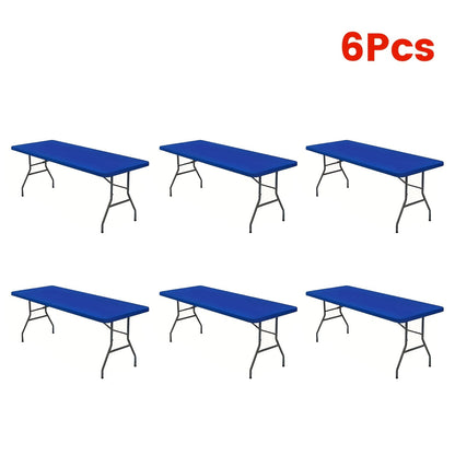 Tablecloth Elastic Cover Set for 6-Foot Rectangle Tables in 3, 6, 9 or 12 Pieces and Three Colors