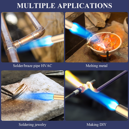Torch Kit with Trigger Start Propane Torch Head, 5Ft Hose & Holster, Blow Torch for Brazing, Soldering, Welding, BBQ & Campfire, Propane Torch with Cylinder Clip Option (Cylinder Not Included)