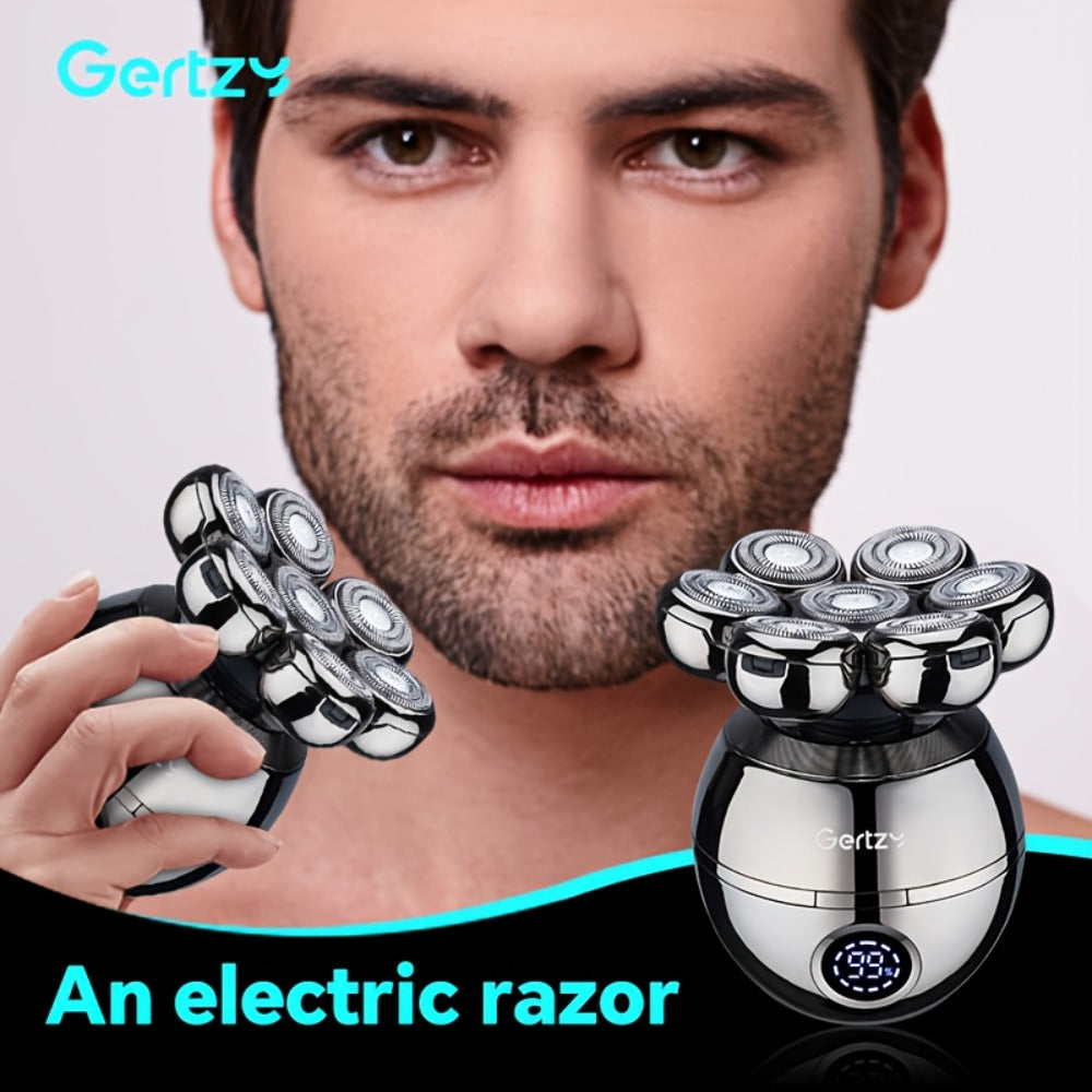 Electric Shaver 5-in-1 Rotary Grooming Kit with Hair Clipper, Nose Trimmer, Brush and Massager in Silver or Gold