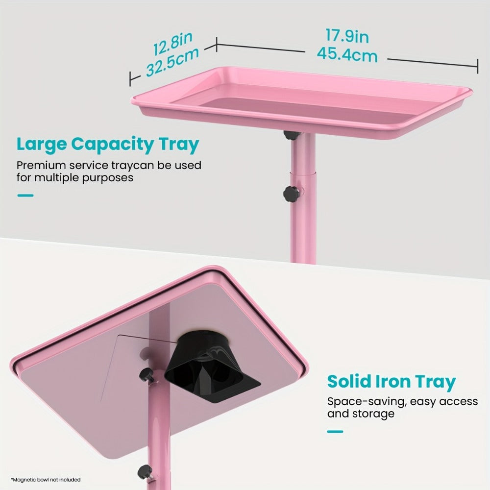 Adjustable-Height Salon Tray Cart with Removable 18 x 13-Inch Tray and Gold or Black Finish