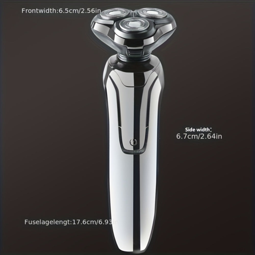 Electric Shaver 4D Floating Triple-Blade Razor with Wet/Dry Waterproof Use, LED Display and Type-C Charging