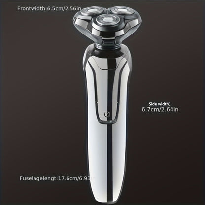 Electric Shaver 4D Floating Triple-Blade Razor with Wet/Dry Waterproof Use, LED Display and Type-C Charging