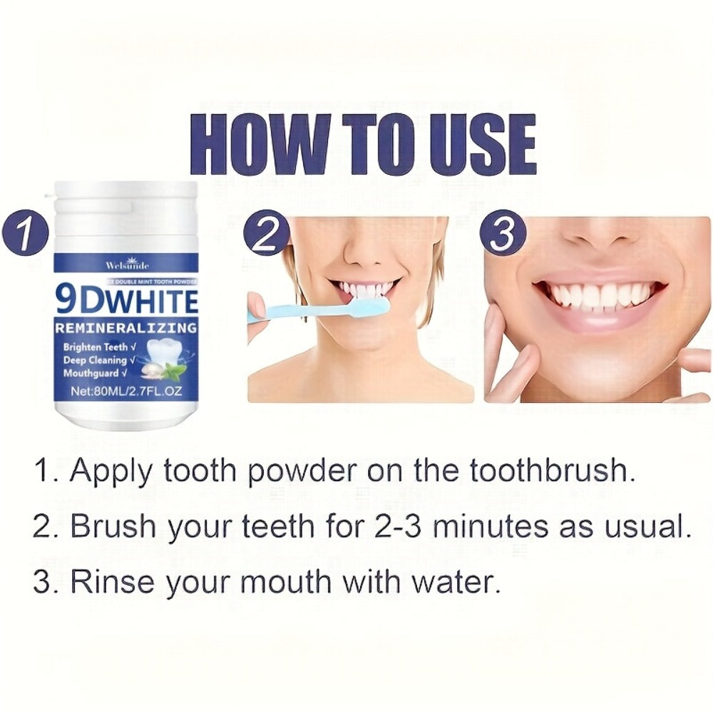 Hydroxyapatite Tooth Powder 2-Pack Remineralizing Fluoride-Free Deep Cleaning Whitening Mint Toothpowder for