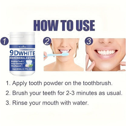 Hydroxyapatite Tooth Powder 2-Pack Remineralizing Fluoride-Free Deep Cleaning Whitening Mint Toothpowder for