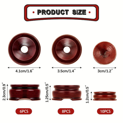 Wooden Crystal Sphere Display Stands, 24-Piece Dark Red Ball Holder Set in Three Sizes for Gemstones, Eggs and Small Decor