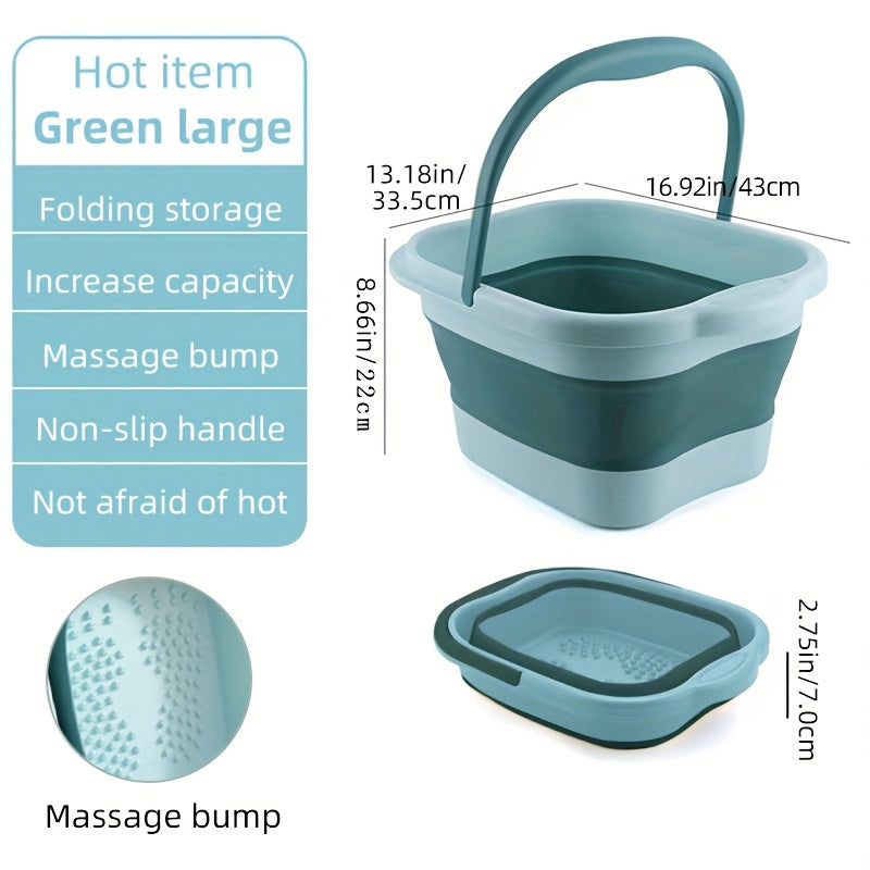 Collapsible Foot Soak Basin with Carry Handle in Protected Folding Green or Folding Pink Styles