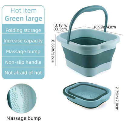 Collapsible Foot Soak Basin with Carry Handle in Protected Folding Green or Folding Pink Styles