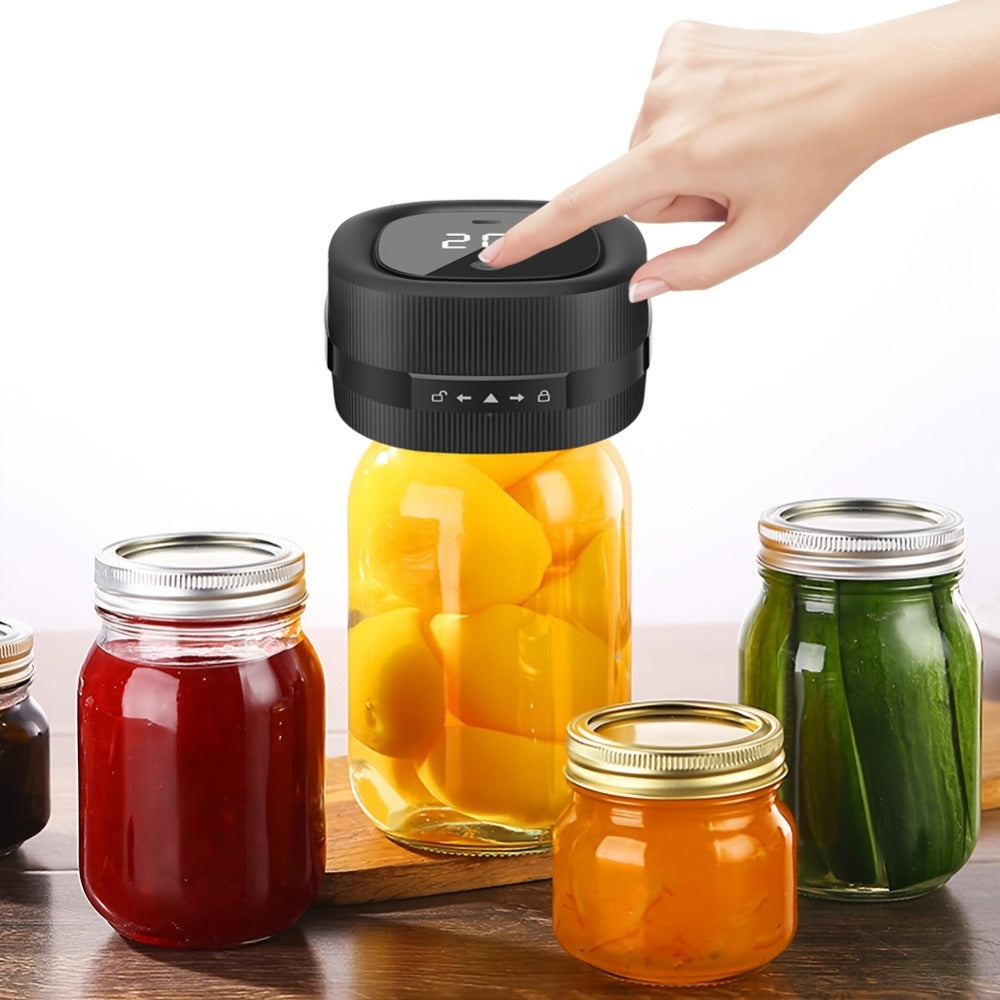Electric Jar Vacuum Sealer with One-Button Operation and White, Black or Basic Black Model Options