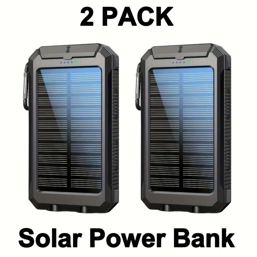 2-Pack Solar Power Bank 20000mAh 40000mAh Portable Dual USB Fast Charging with Built-In for an Everyday Personal Care Routine
