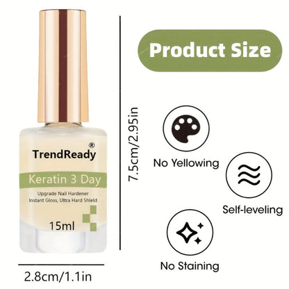 Clear Nail Care Coating Two-Bottle Set in 15 ml Square Bottles with Gold Caps and Beige Labels