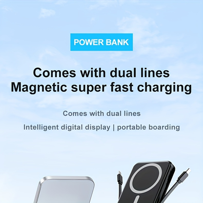 10000mAh Mobile Power, 22.W Magnetic Charging Treasure, Comes with Convenient Dual Cable, with LED Power Display, Stand Mobile Power, Can Charge 5 Devices At The Same Time, Comes with Stand, Can Be On The Plane