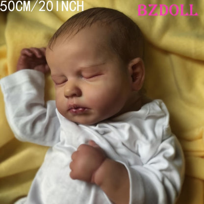 Sleeping 20-Inch Baby Doll with Cloth Body, White Long-Sleeve Outfit and 50 cm Size Label for Display