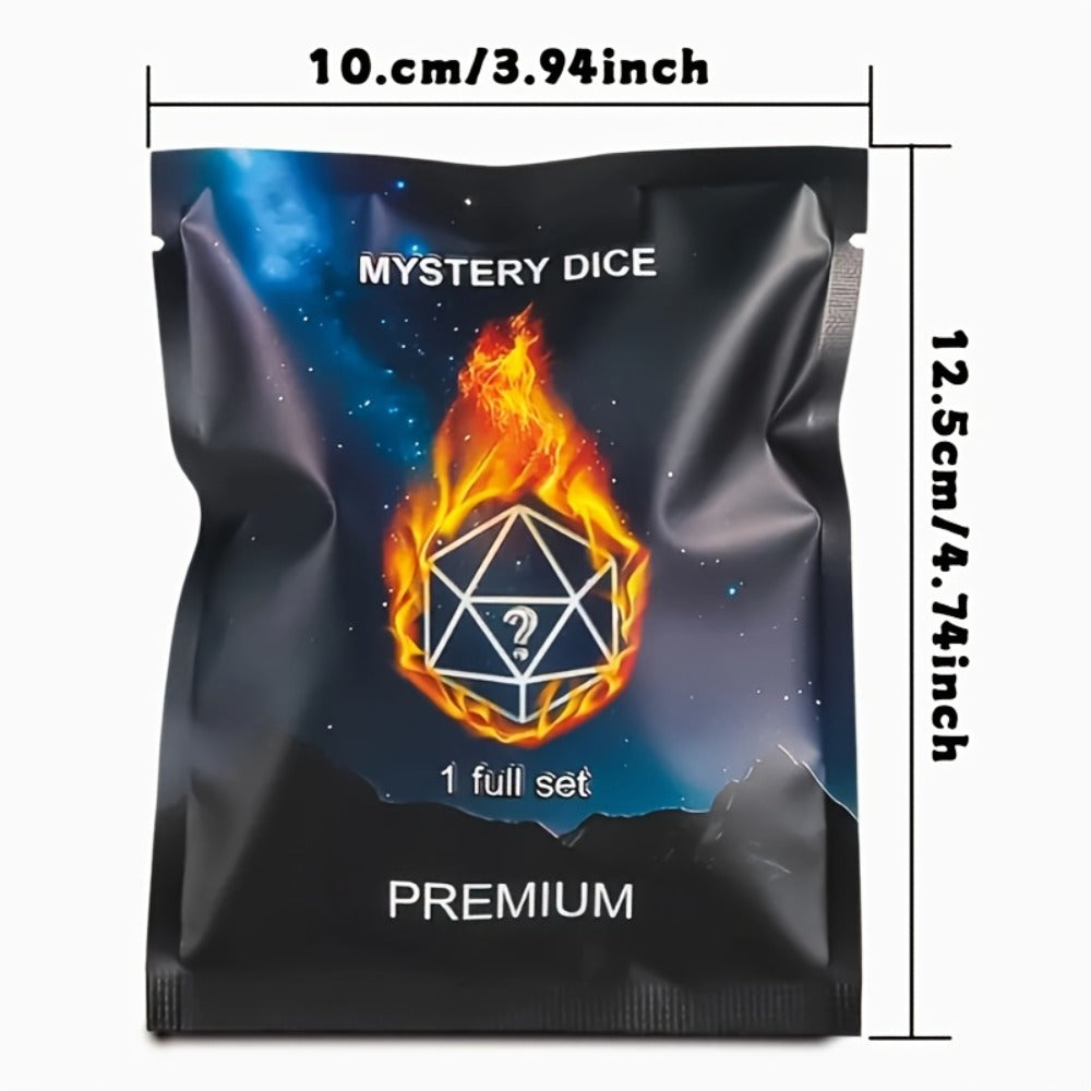 Mystery Seven-Piece Polyhedral Dice Blind Pack with Assorted Color and Pattern Surprise for Tabletop Games