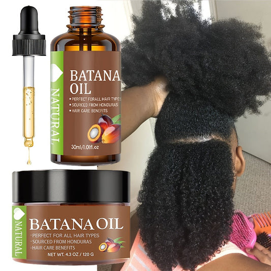 Batana Hair Oil 2-Piece Set — Natural Honduran Batana Oil 4.3oz + Batana Essential Oil 1.01oz, Deep Moisturizing Shine Boost, Repairs Dry Damaged Hair, Lightweight Scalp Nourishment for All Hair Types