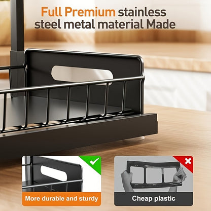 Under Sink Organizer with Sliding Pull-Out Shelf – 2-Tier Metal Cabinet Storage Rack for Kitchen, Bathroom, Pantry & Closet Organization, 1-Pack or 2-Pack
