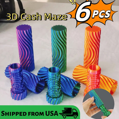 3D Cash Maze Gift Box Set of 6 – Puzzle Money Gift Box, 3D Printed Festive Present Container for Cash & Gift Cards, Fun Christmas Halloween Easter Birthday Gift Idea