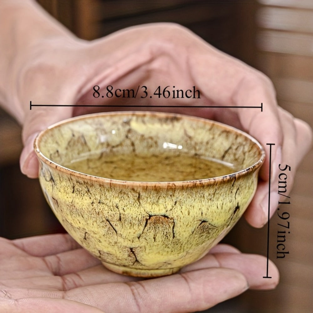 Jianzhan Ceramic Tea Cups Set of 5 – Handmade Kiln-Changed Glazed Kung Fu Teacups, Traditional Chinese Porcelain, Unique Gift for Home Office Business