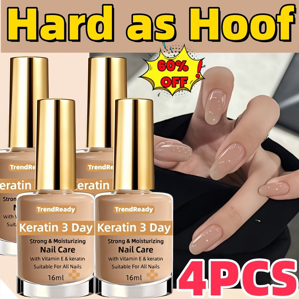 Gold-Cap Nail Care Coating in 16 ml Bottles with Two- or Four-Piece Quantity Options and Beige Labels