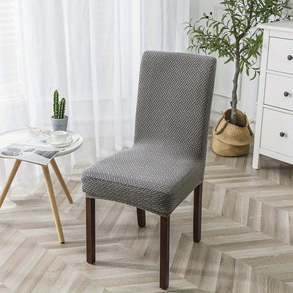 Textured Stretch Dining Chair Covers in Beige, Gray, Chocolate, Black, Khaki or Burgundy, Four- or Six-Piece Sets
