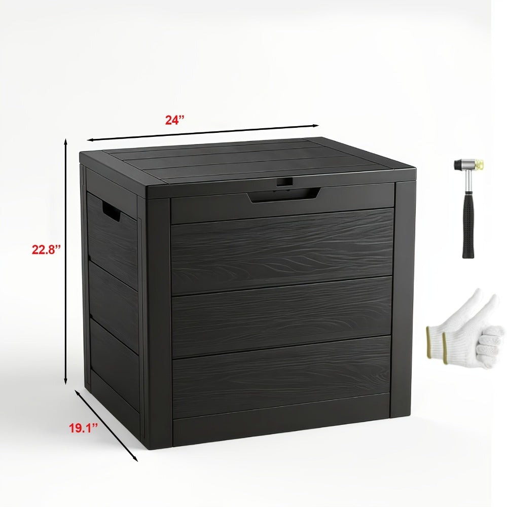 35- or 75-Gallon Outdoor Deck Box with Hinged Lid, Side Grips and Black or Beige Model Options